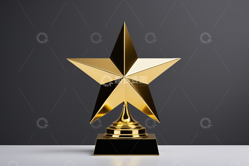 高清大图下载【趣麦麦图】金色五角星奖杯特写
