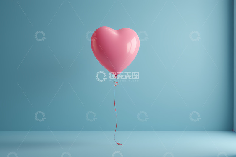 高清大图下载【趣麦麦图】粉色心形气球漂浮画面