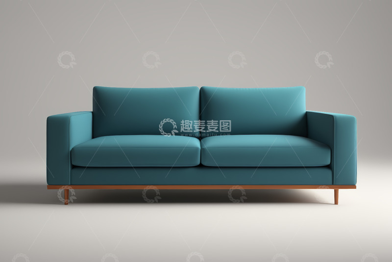 高清大图下载【趣麦麦图】蓝绿色双人沙发家居设计素材