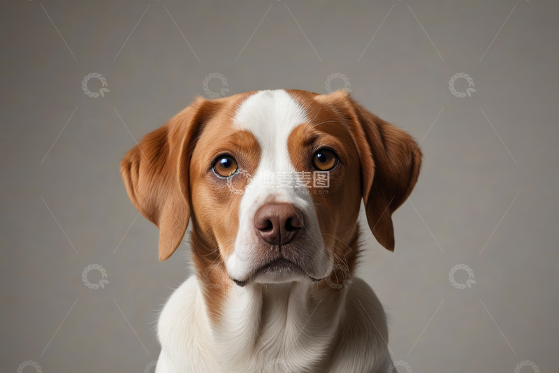 高清大图下载【趣麦麦图】棕白相间小狗特写