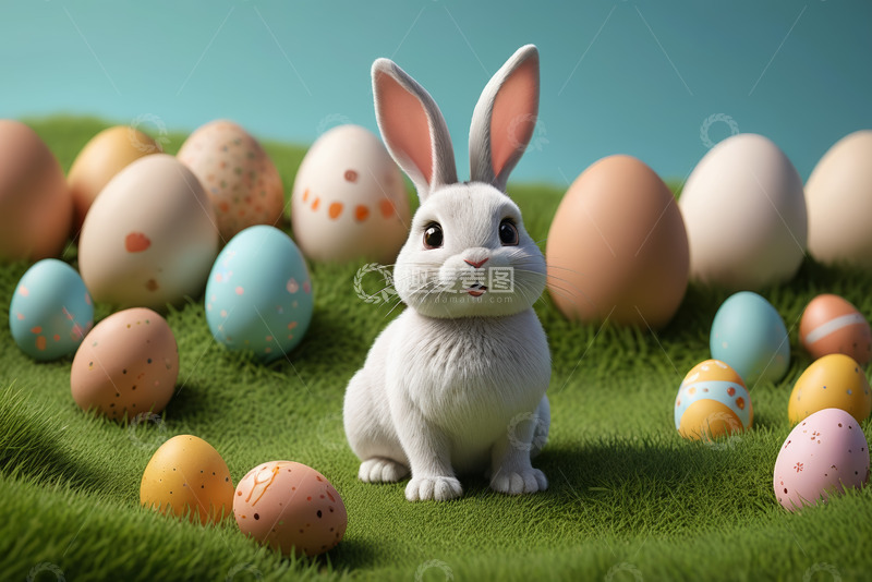 高清大图下载【趣麦麦图】复活节兔子与彩蛋