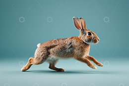 跳跃的棕色兔子