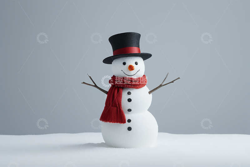 高清大图下载【趣麦麦图】戴着帽子围巾的雪人形象