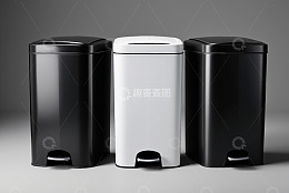 黑白脚踏式垃圾桶静物展示
