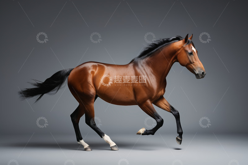 高清大图下载【趣麦麦图】棕色骏马奔跑姿态素材
