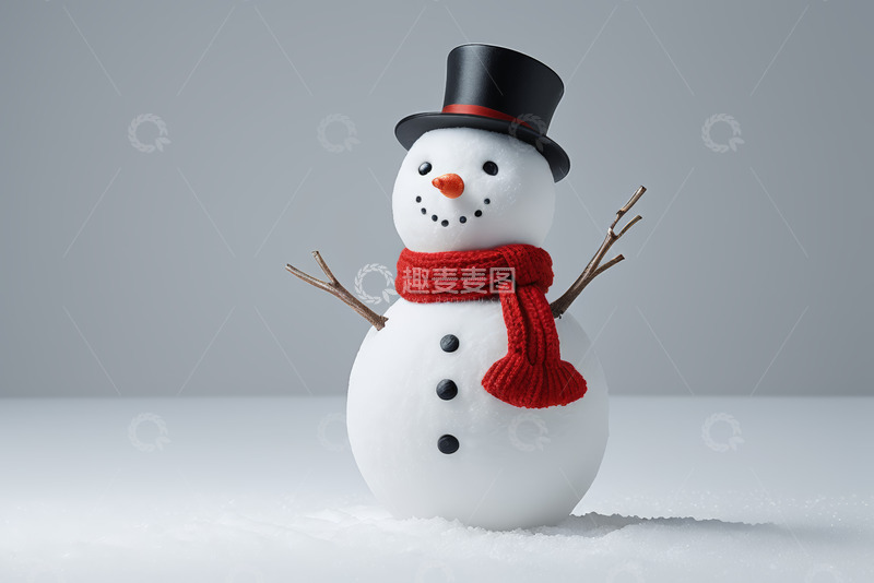 高清大图下载【趣麦麦图】戴着帽子围巾的雪人
