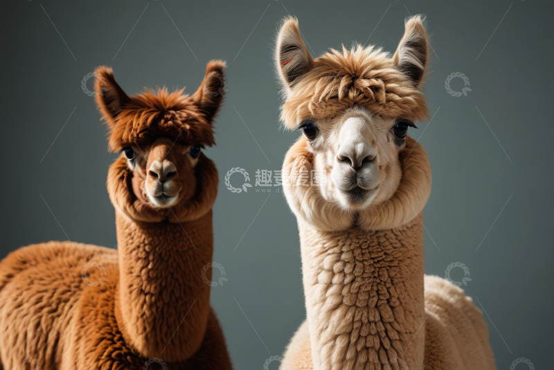 高清大图下载【趣麦麦图】两只羊驼特写