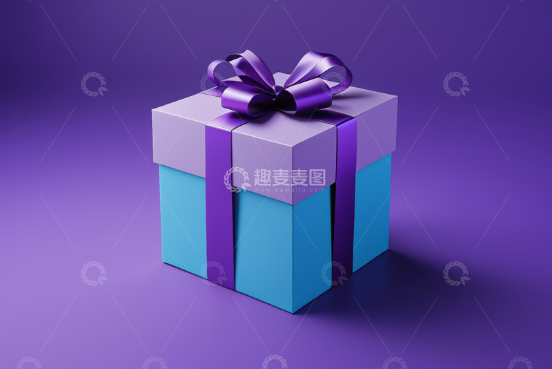 高清大图下载【趣麦麦图】紫色背景下的礼物盒