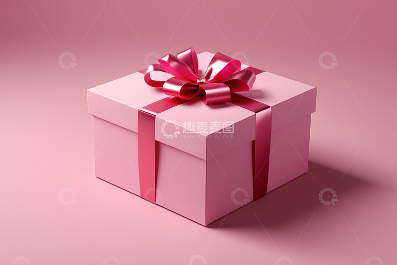 高清大图下载【趣麦麦图】粉色礼品盒带红色蝴蝶结