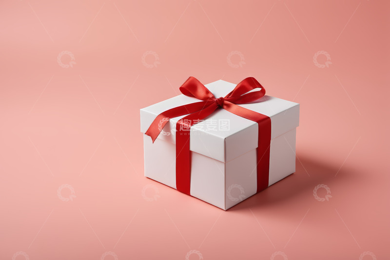 高清大图下载【趣麦麦图】白色礼盒配红色丝带
