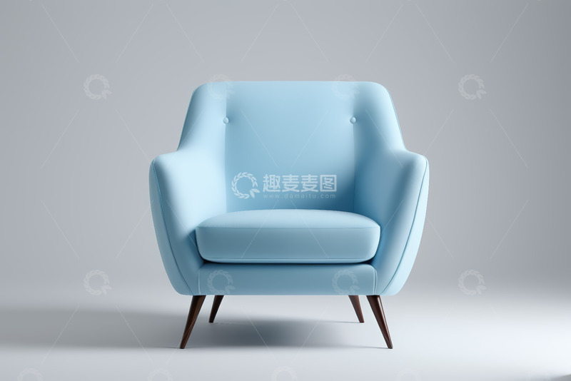 高清大图下载【趣麦麦图】浅蓝色现代单人沙发