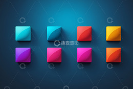多彩立体方形图标设计素材