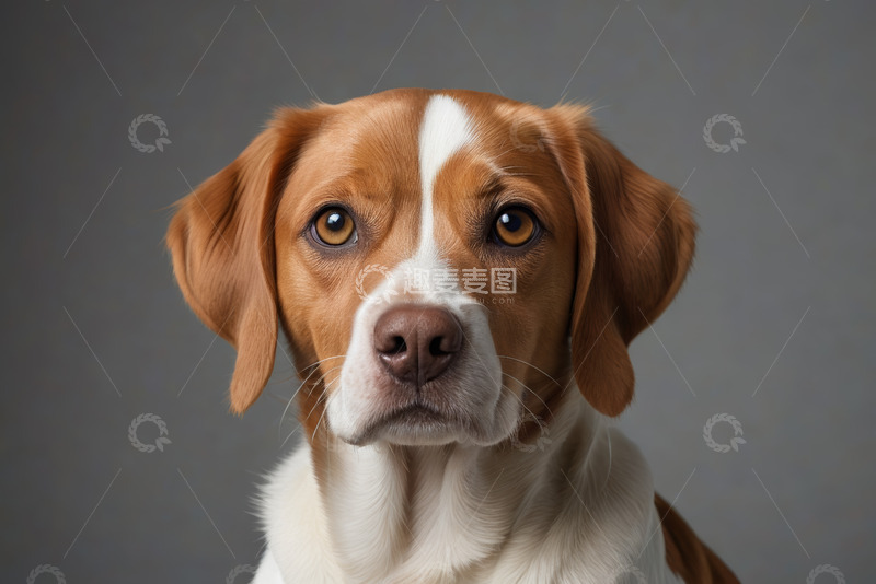 高清大图下载【趣麦麦图】棕白相间小狗特写