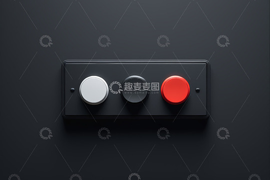黑色面板上的三色圆形开关