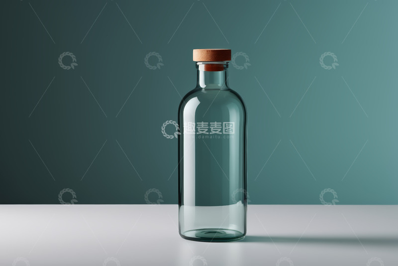 高清大图下载【趣麦麦图】透明玻璃瓶配软木瓶盖特写