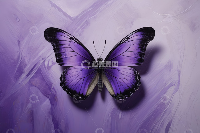 高清大图下载【趣麦麦图】紫色背景上的蝴蝶特写