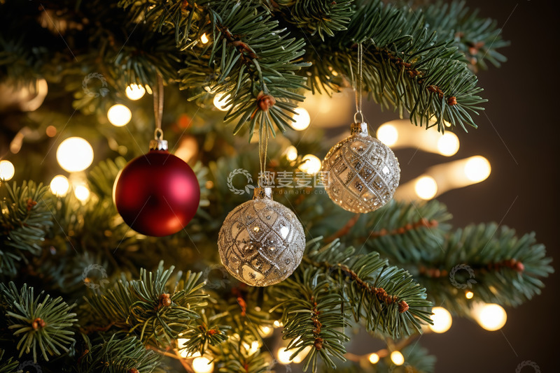 高清大图下载【趣麦麦图】装饰精美的圣诞树局部