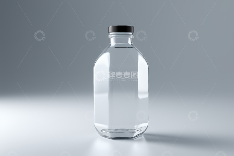 高清大图下载【趣麦麦图】透明玻璃瓶带黑色瓶盖静物