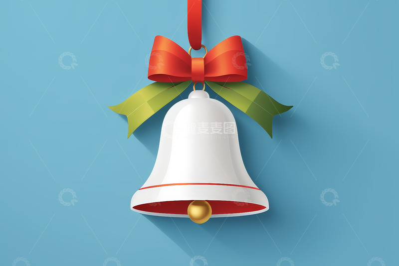 高清大图下载【趣麦麦图】蓝色背景圣诞铃铛装饰