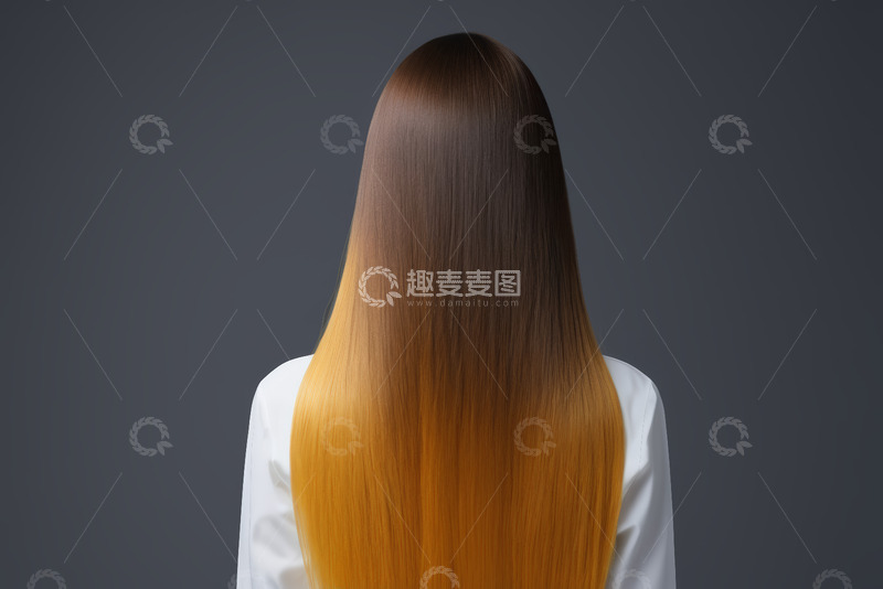 高清大图下载【趣麦麦图】-女性渐变长发背影