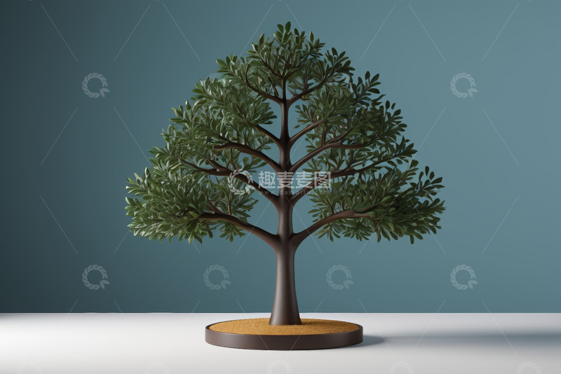 高清大图下载【趣麦麦图】绿色盆栽树3D模型展示