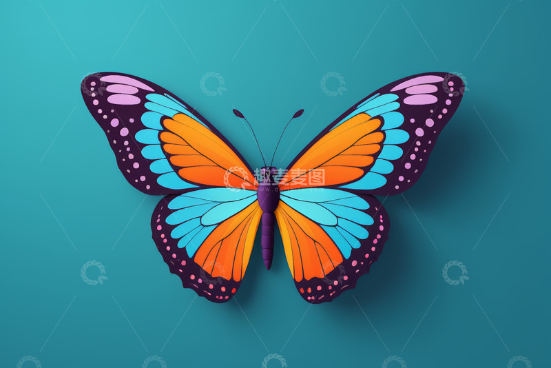 高清大图下载【趣麦麦图】彩色蝴蝶特写