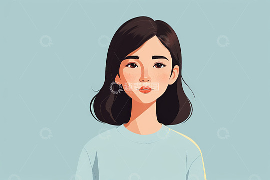 年轻女孩卡通形象肖像