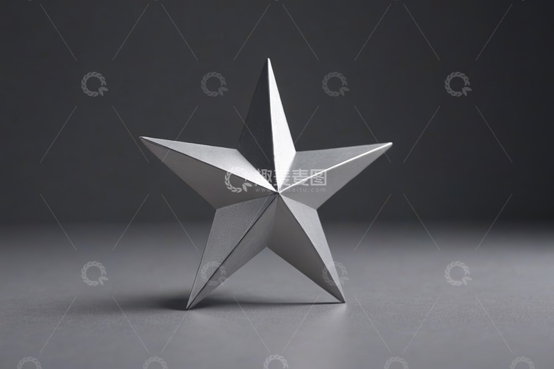 高清大图下载【趣麦麦图】立体银色五角星静物