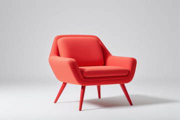 红色现代单人舒适沙发