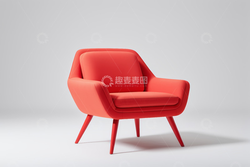 高清大图下载【趣麦麦图】红色现代单人舒适沙发