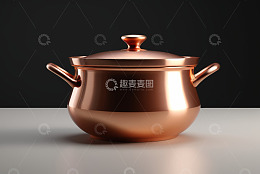 铜制双耳带盖锅特写