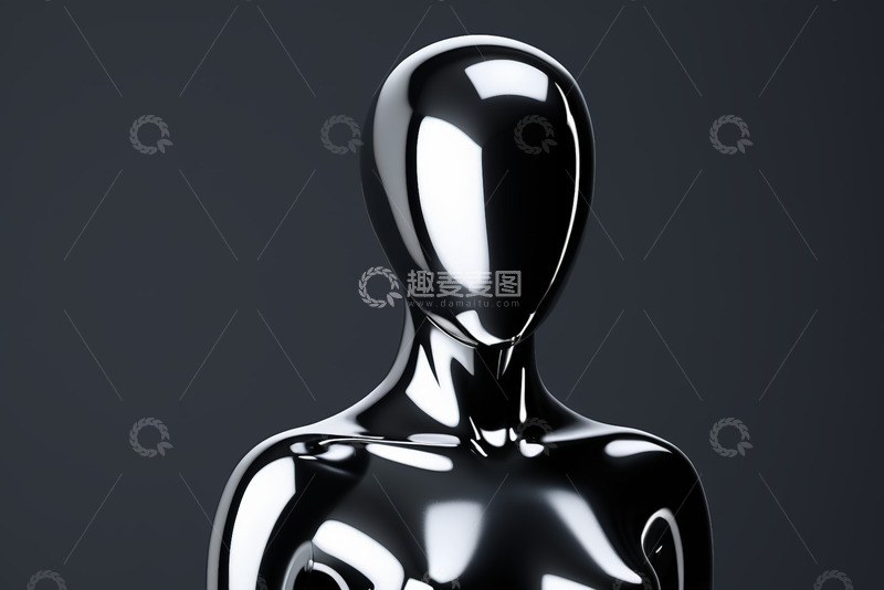 高清大图下载【趣麦麦图】银色类人模特半身特写