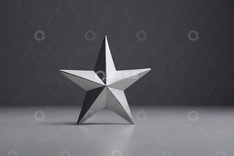 高清大图下载【趣麦麦图】立体银色五角星静物特写
