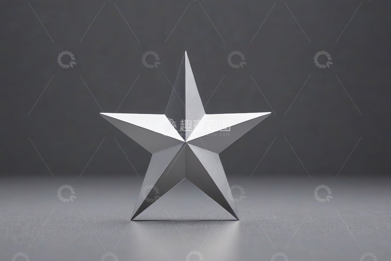 高清大图下载【趣麦麦图】立体银色五角星素材