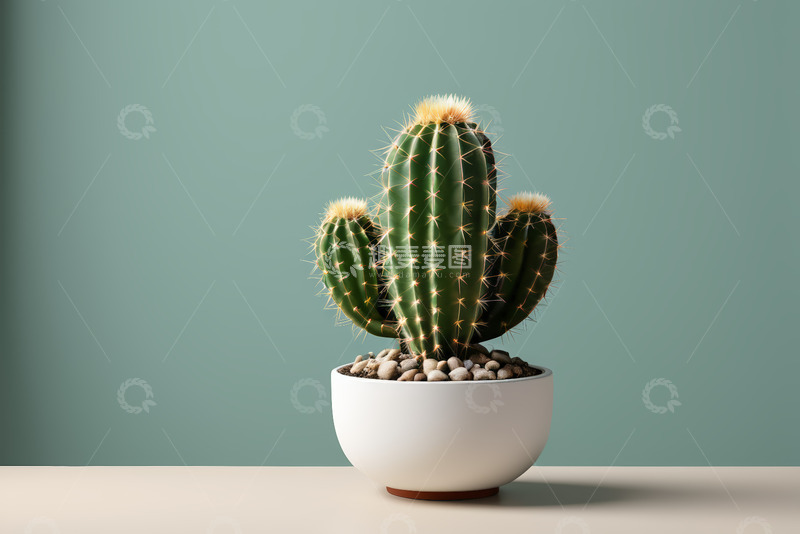 高清大图下载【趣麦麦图】白色花盆中的仙人掌静物