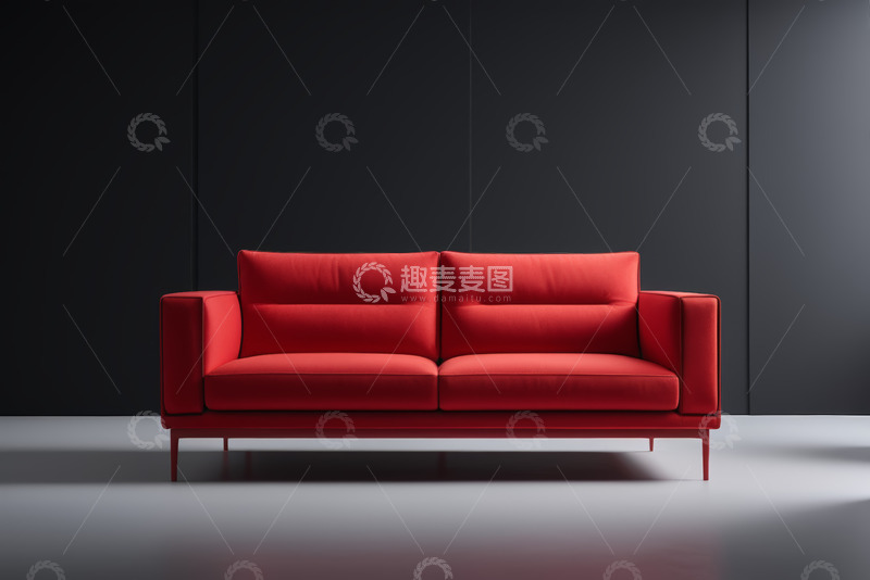 高清大图下载【趣麦麦图】红色现代双人沙发展示