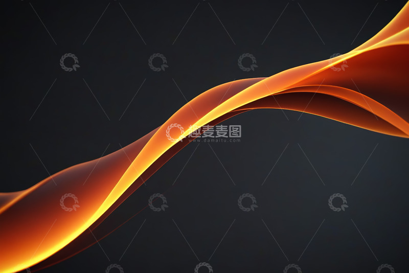 高清大图下载【趣麦麦图】黑色背景上的橙色发光曲线