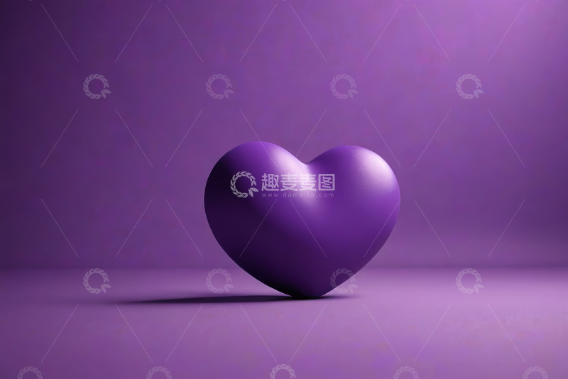 高清大图下载【趣麦麦图】紫色心形立体图形展示素材