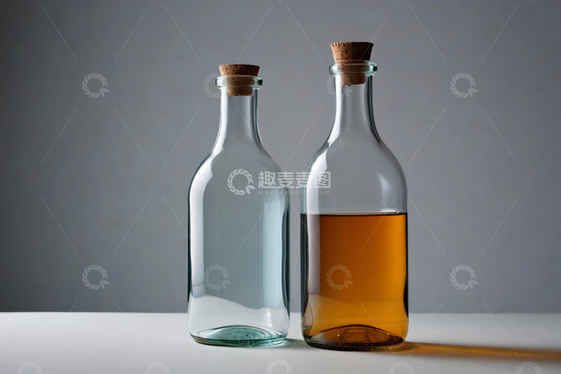 高清大图下载【趣麦麦图】两个装有液体的玻璃酒瓶