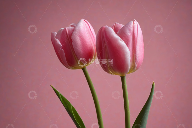 高清大图下载【趣麦麦图】两朵粉色郁金香特写