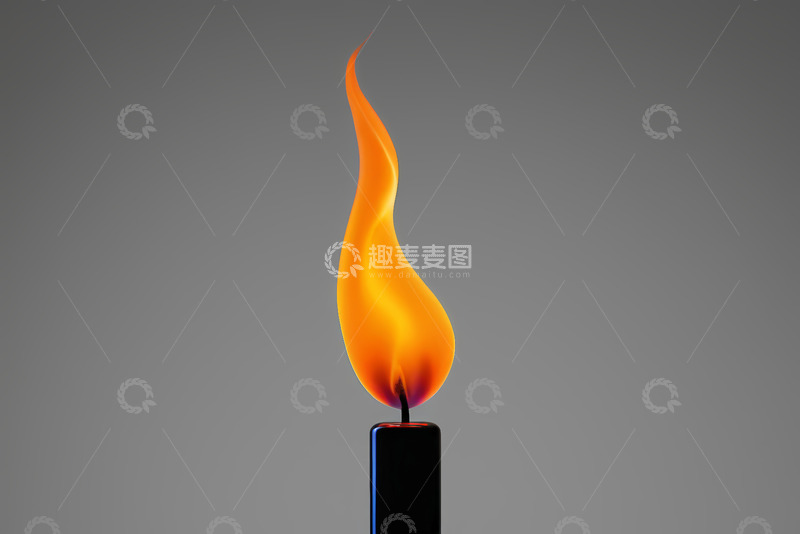 高清大图下载【趣麦麦图】燃烧的黑色蜡烛火焰特写