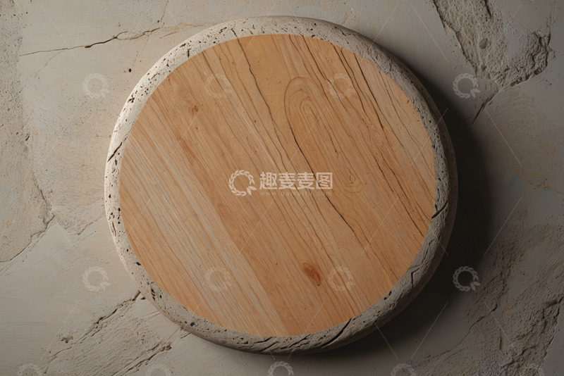 高清大图下载【趣麦麦图】圆形木质台面特写