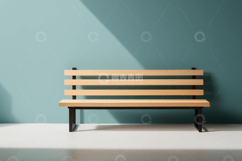 高清大图下载【趣麦麦图】简约木质长椅室内展示