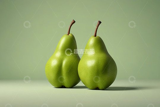 两个青梨静物特写