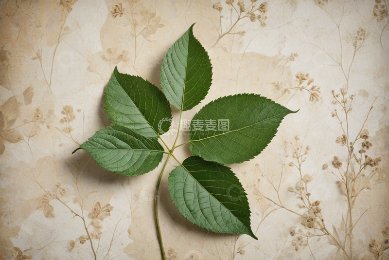 高清大图下载【趣麦麦图】复古背景上的绿色植物叶子