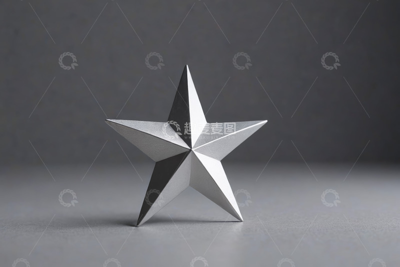 高清大图下载【趣麦麦图】立体银色五角星静物特写