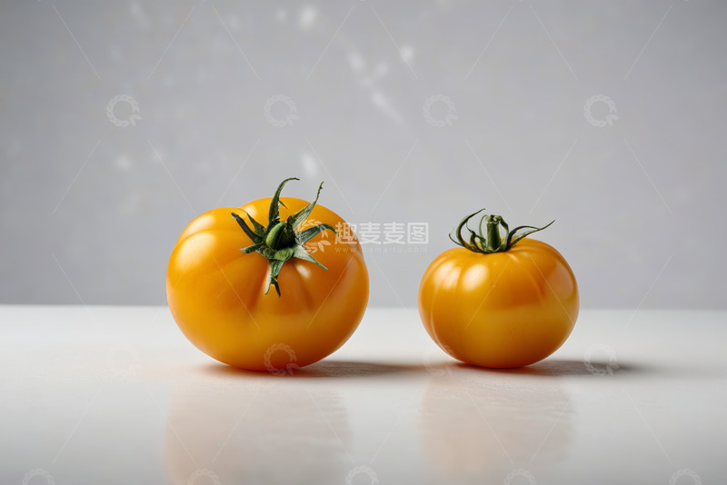 高清大图下载【趣麦麦图】两个黄番茄静物特写