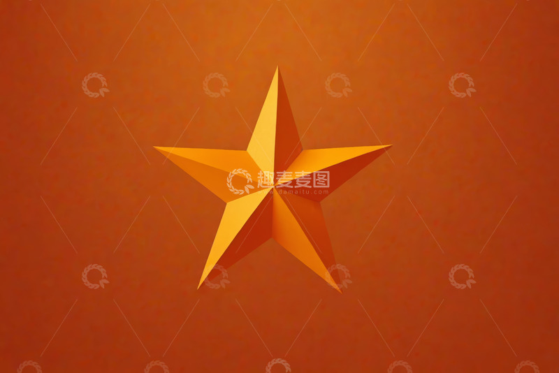高清大图下载【趣麦麦图】橙色背景上的立体五角星