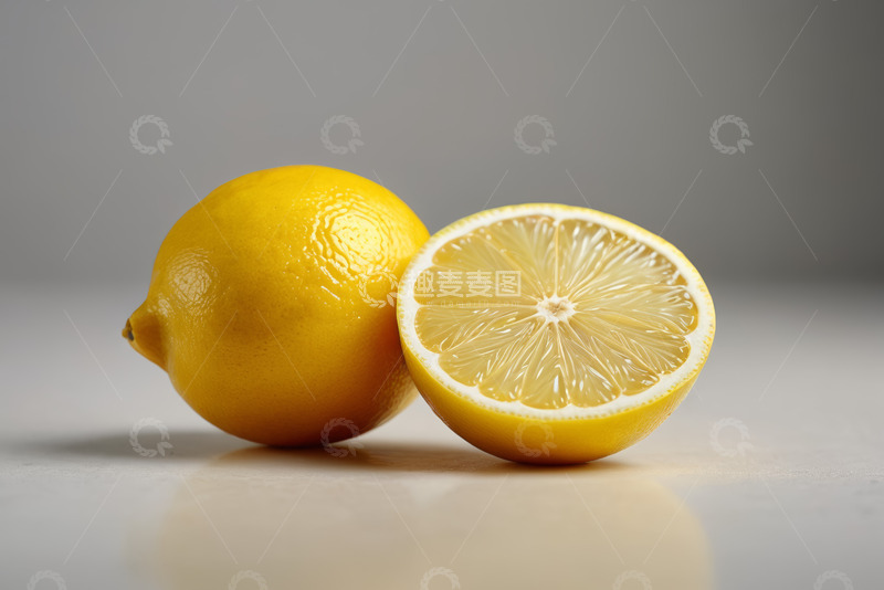 高清大图下载【趣麦麦图】黄色柠檬及其半切特写