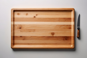 木质砧板与刀具特写